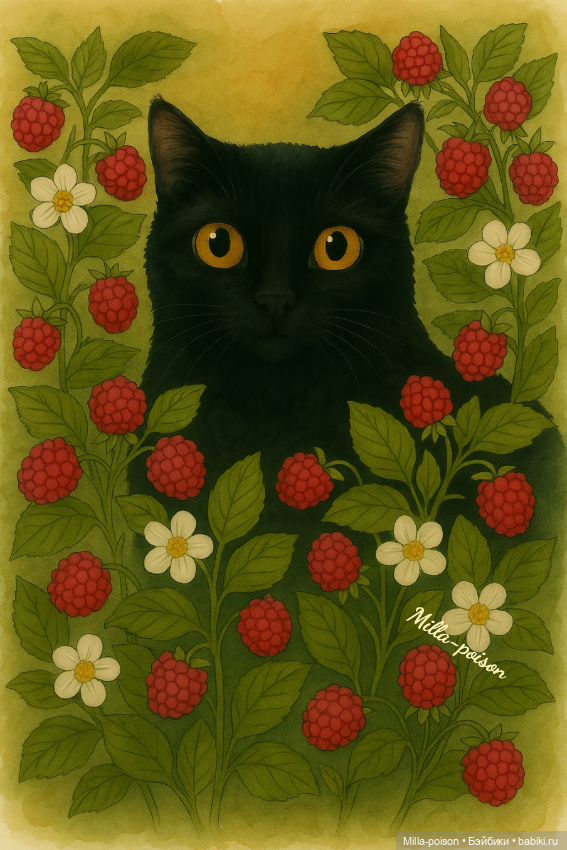 Чёрные кошки и цветы — Рисование и арт: скетчи (фото 10)