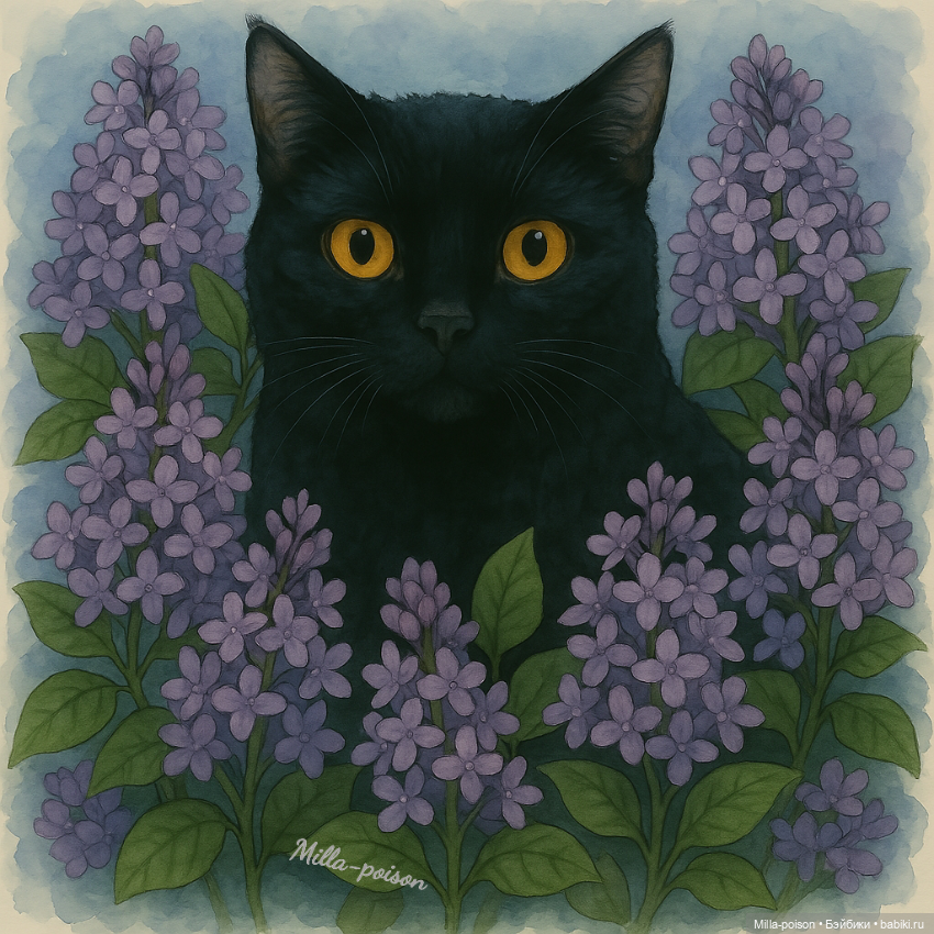 Чёрные кошки и цветы — Рисование и арт: скетчи