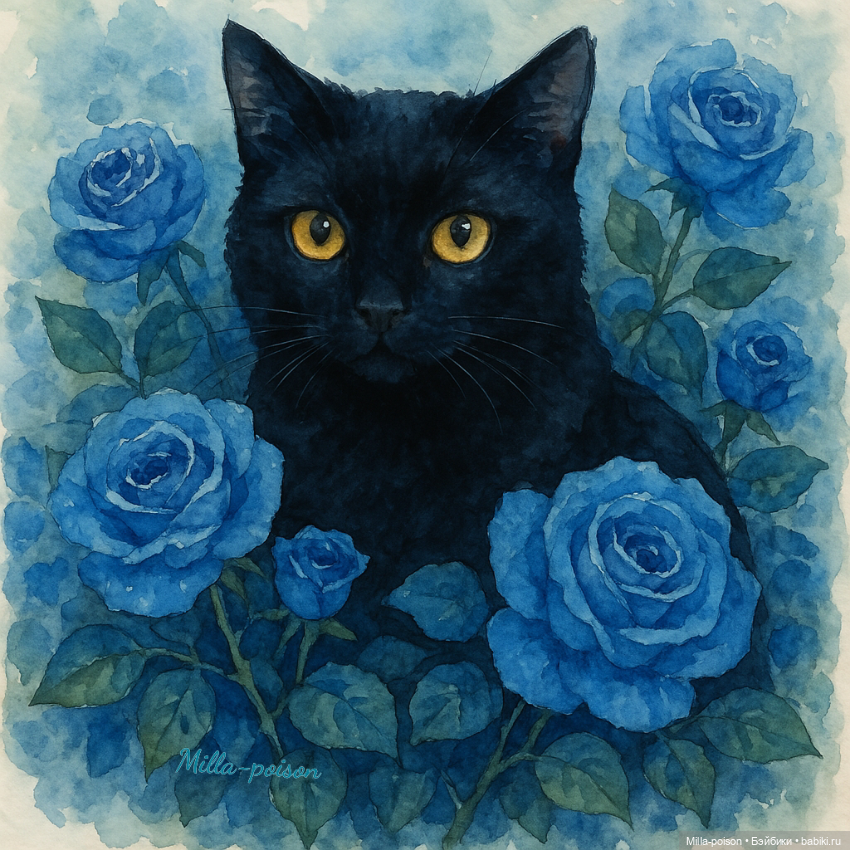 Чёрные кошки и цветы — Рисование и арт: скетчи