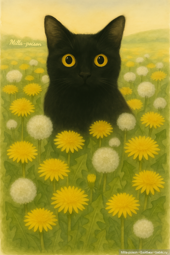 Чёрные кошки и цветы — Рисование и арт: скетчи (фото 5)