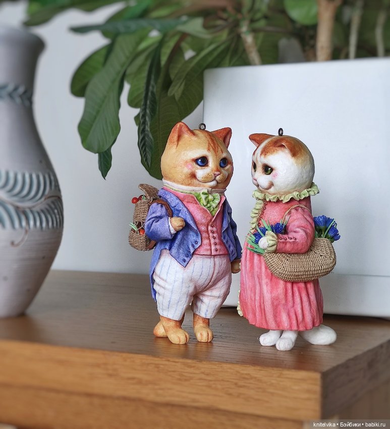 Влюбленные коты из ваты — Ватные игрушки на елку: ретро (фото 9)