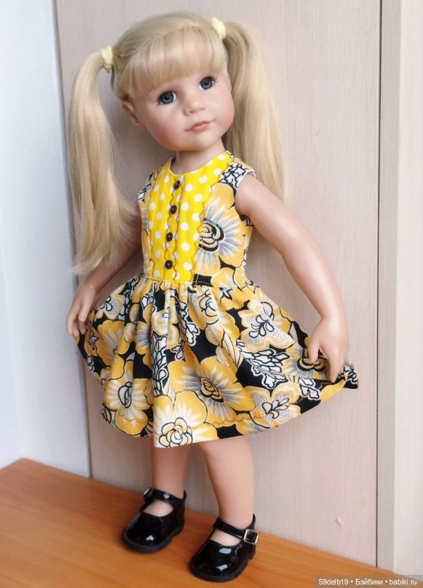Ещё один жёлтые сарафанчик для кукол готц (фото 2)