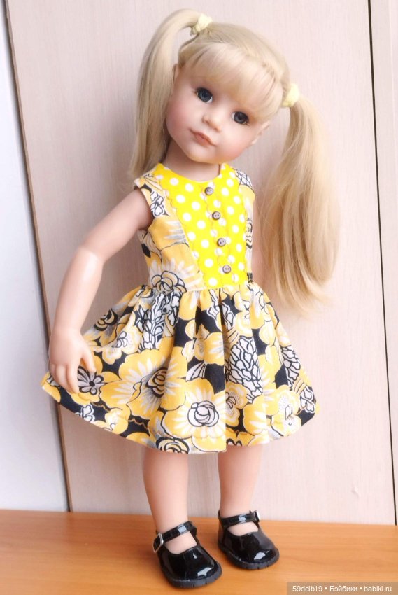 Ещё один жёлтые сарафанчик для кукол готц (фото 3)