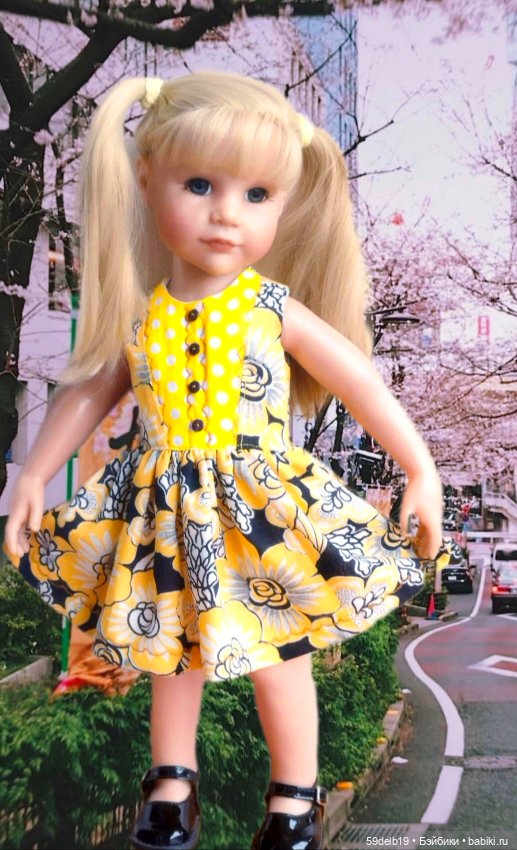 Ещё один жёлтые сарафанчик для кукол готц (фото 10)