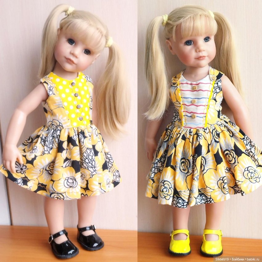 Ещё один жёлтые сарафанчик для кукол готц (фото 6)