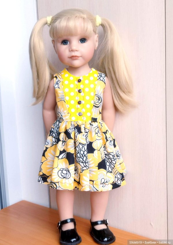 Ещё один жёлтые сарафанчик для кукол готц (фото 5)
