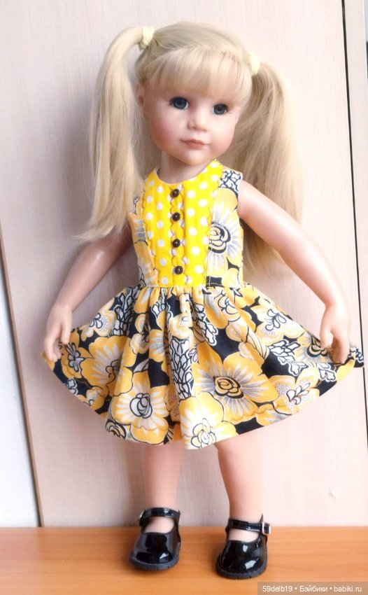 Ещё один жёлтые сарафанчик для кукол готц (фото 4)