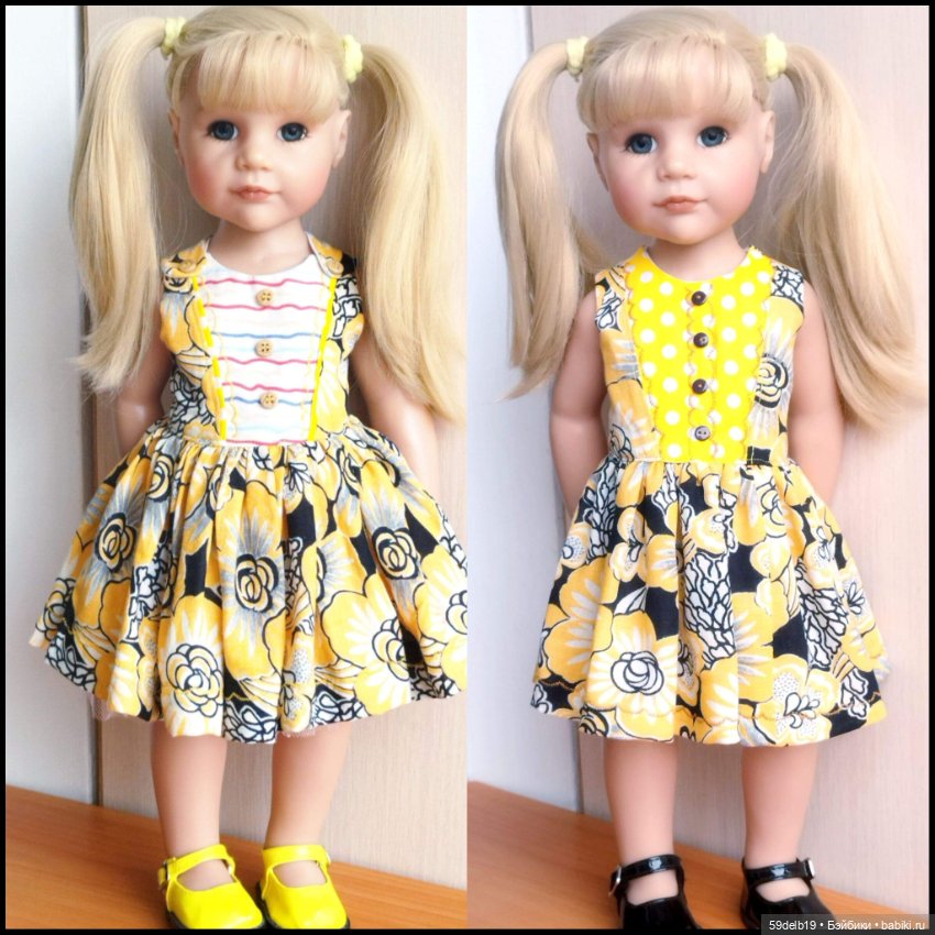 Ещё один жёлтые сарафанчик для кукол готц (фото 7)