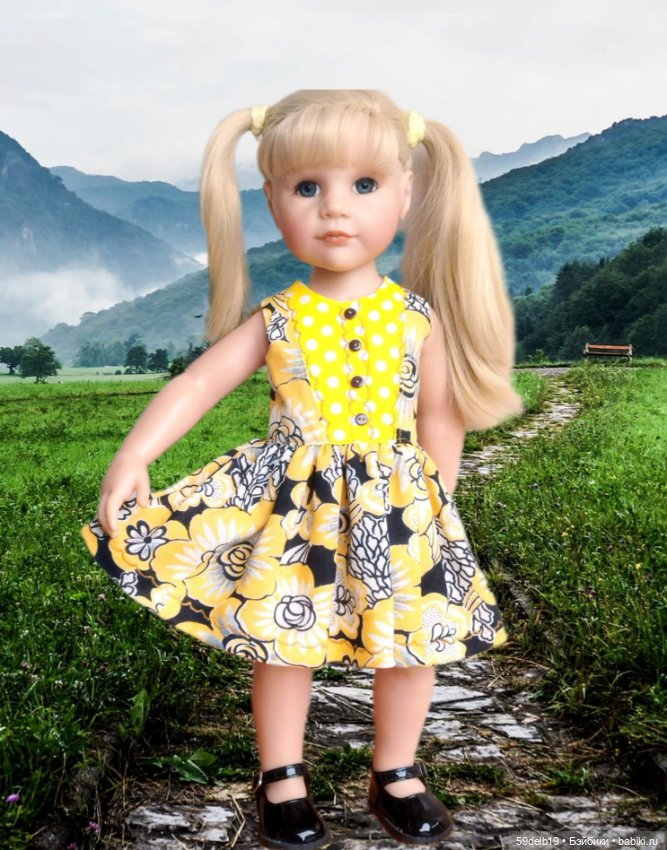 Ещё один жёлтые сарафанчик для кукол готц (фото 9)