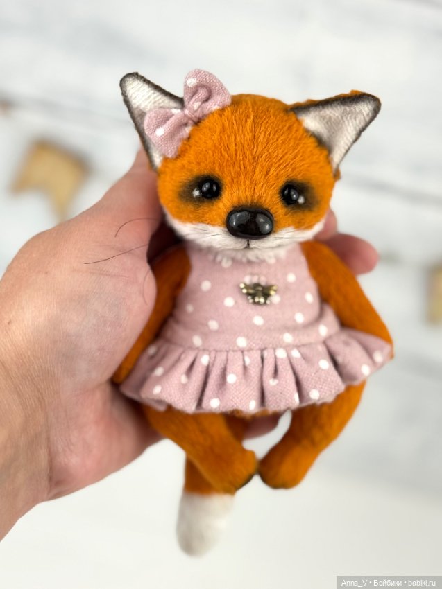 Тедди лиса Алиса с джинсовым брелочком. ❤️