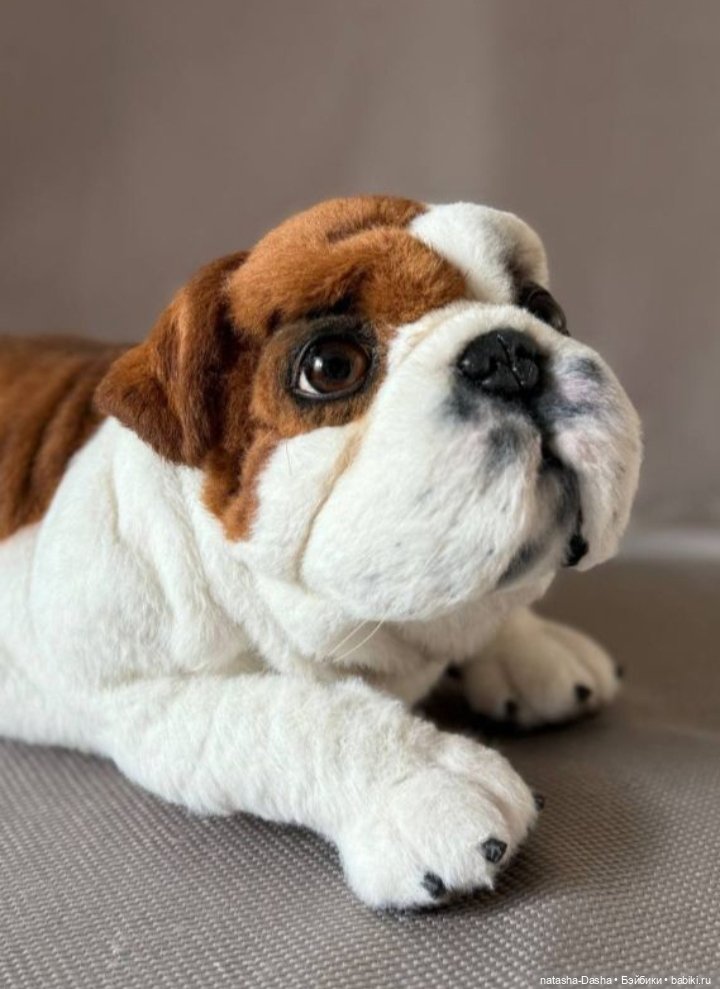 Бульдожка 🐶🐾🐕 — Игрушки в смешанной технике (мех и глина): Арт (фото 6)