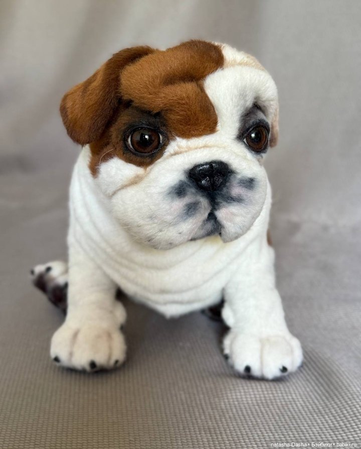 Бульдожка 🐶🐾🐕 — Игрушки в смешанной технике (мех и глина): Арт (фото 4)