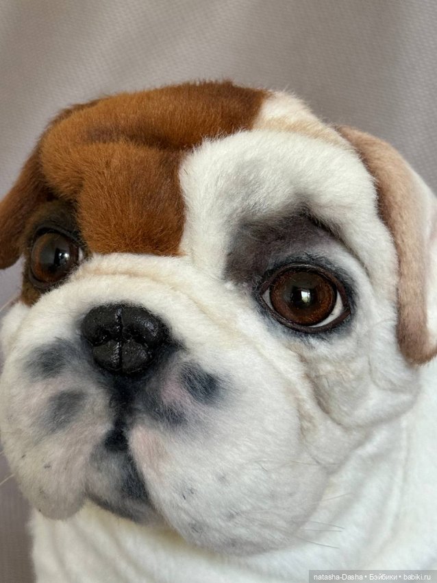Бульдожка 🐶🐾🐕 — Игрушки в смешанной технике (мех и глина): Арт (фото 9)