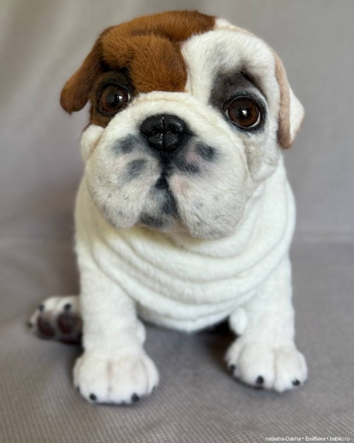 Бульдожка 🐶🐾🐕 — Игрушки в смешанной технике (мех и глина): Арт (фото 3)