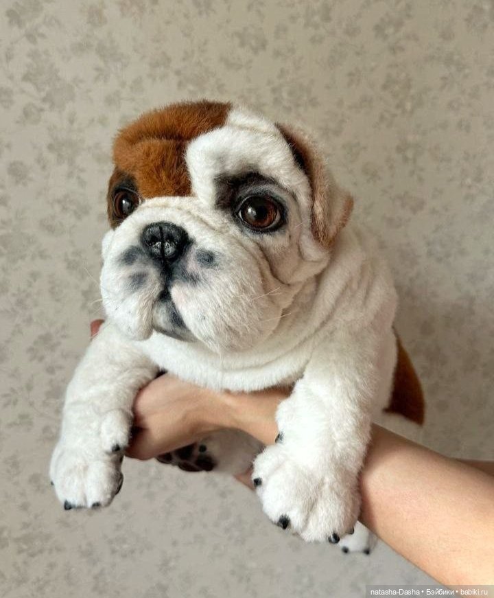 Бульдожка 🐶🐾🐕 — Игрушки в смешанной технике (мех и глина): Арт
