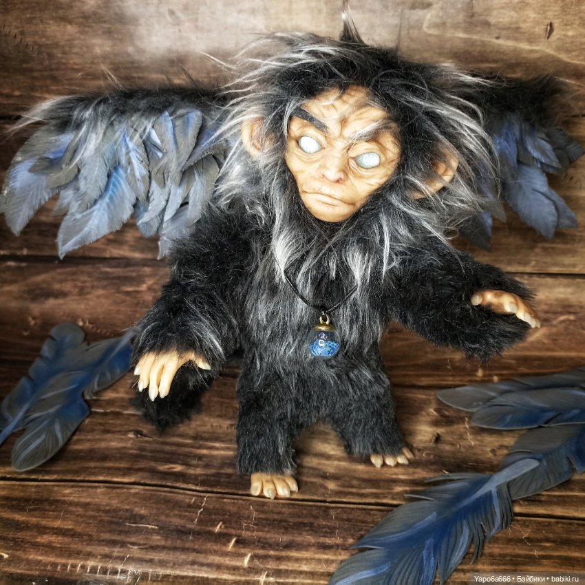 Летающая обезьяна — Игрушки в смешанной технике (мех и глина): Арт (фото 4)