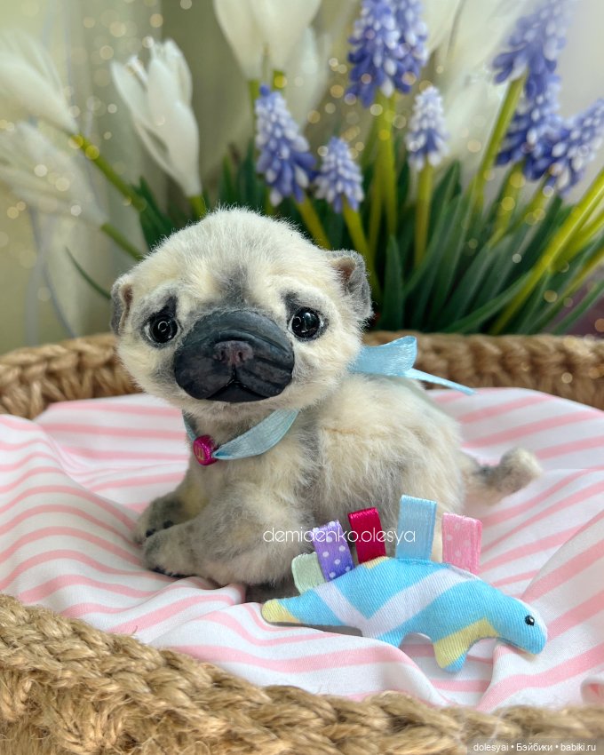 Щенок мопс Шарлей 🎈✨ — Игрушки в смешанной технике (мех и глина): Арт (фото 2)