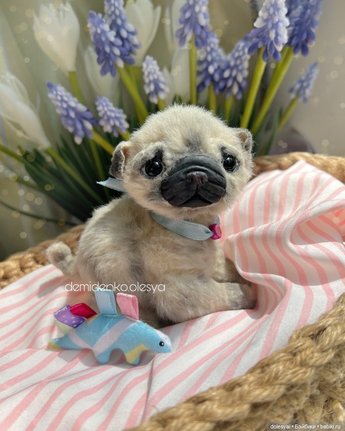 Щенок мопс Шарлей 🎈✨ — Игрушки в смешанной технике (мех и глина): Арт (фото 5)