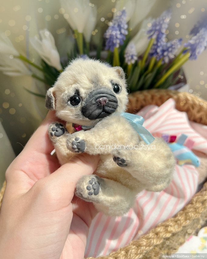 Щенок мопс Шарлей 🎈✨ — Игрушки в смешанной технике (мех и глина): Арт (фото 4)