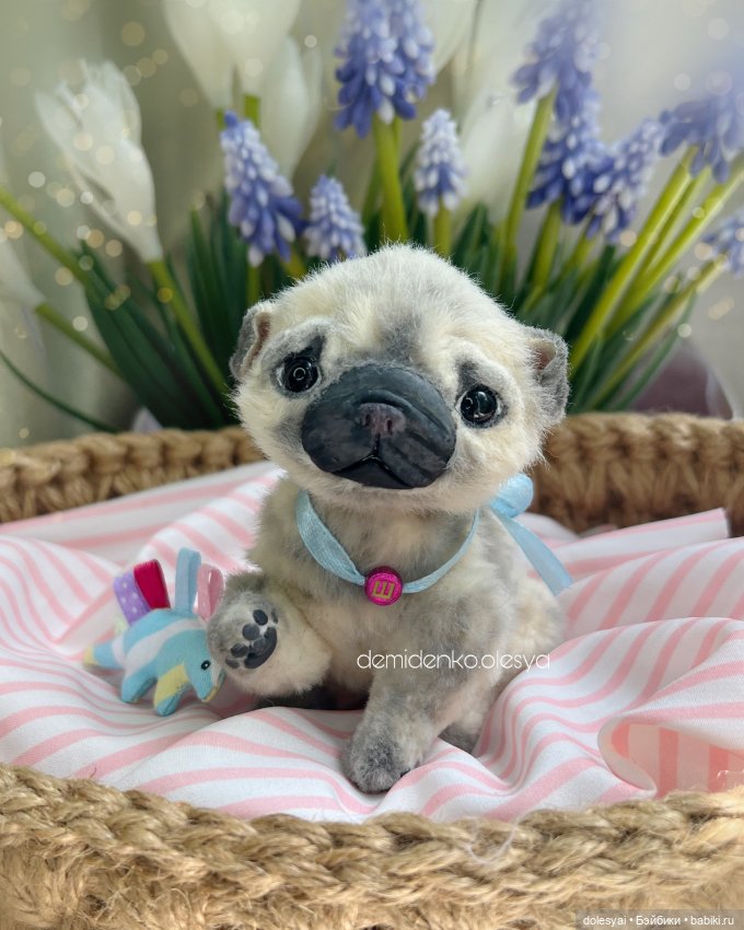 Щенок мопс Шарлей 🎈✨ — Игрушки в смешанной технике (мех и глина): Арт (фото 3)