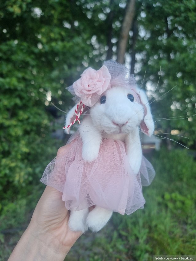 Кроличка-девочка) — Игрушки в смешанной технике (мех и глина): Арт (фото 10)