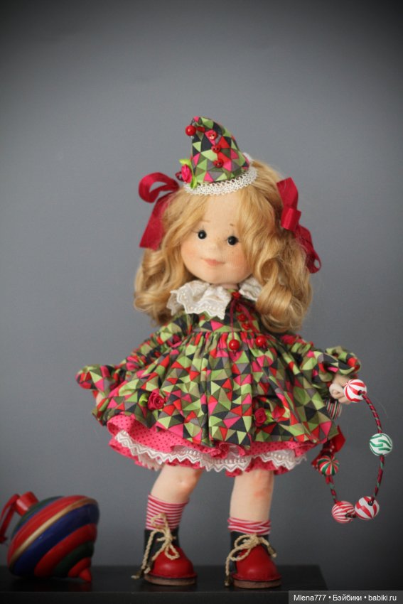 Клоунесса и слон — Авторские текстильные куклы: Вальдорфские (фото 3)