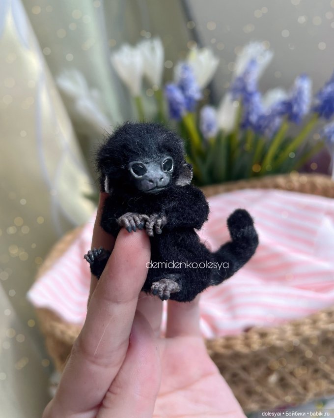 Обезьянка мармозетка 🖤✨ — Игрушки в смешанной технике (мех и глина): Арт