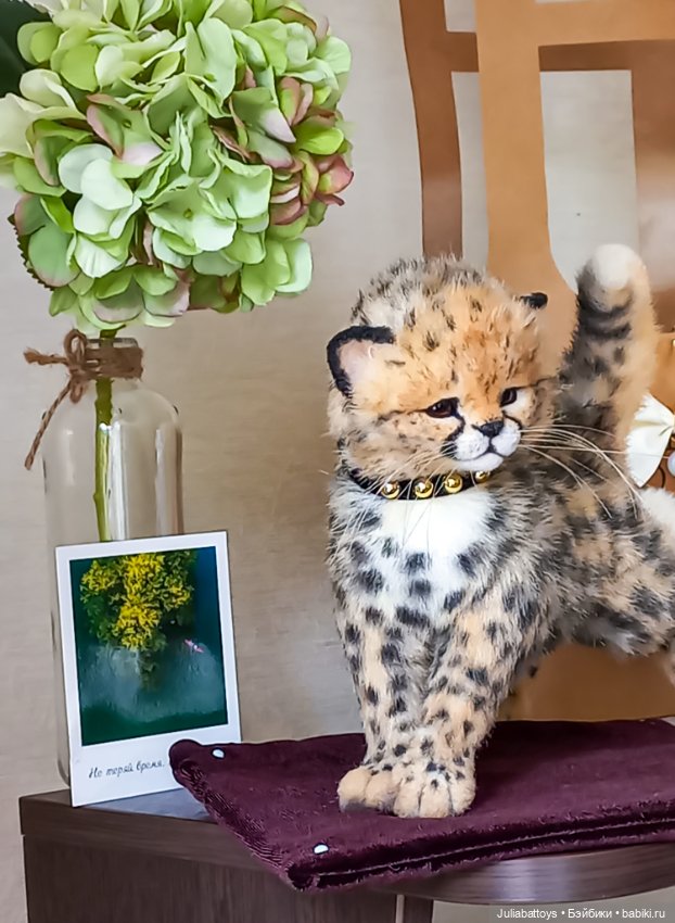 Детеныш гепард 🐆 — Игрушки в смешанной технике (мех и глина): Арт (фото 8)