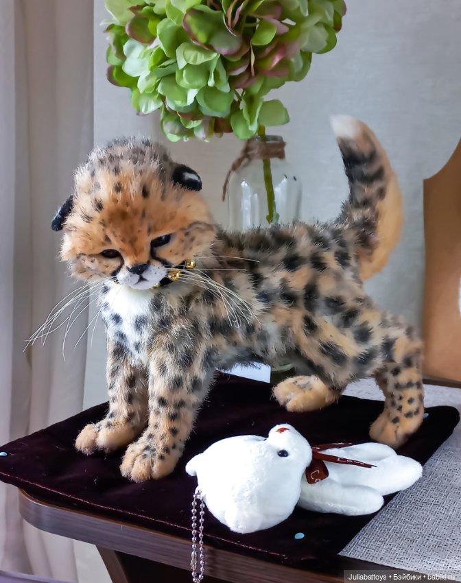 Детеныш гепард 🐆 — Игрушки в смешанной технике (мех и глина): Арт