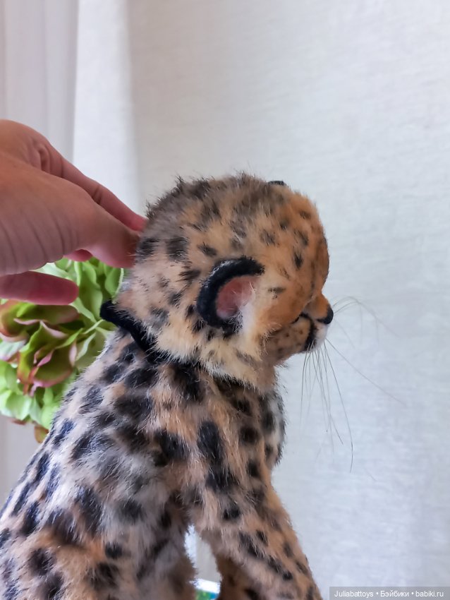 Детеныш гепард 🐆 — Игрушки в смешанной технике (мех и глина): Арт (фото 4)