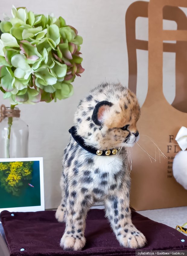 Детеныш гепард 🐆 — Игрушки в смешанной технике (мех и глина): Арт (фото 6)