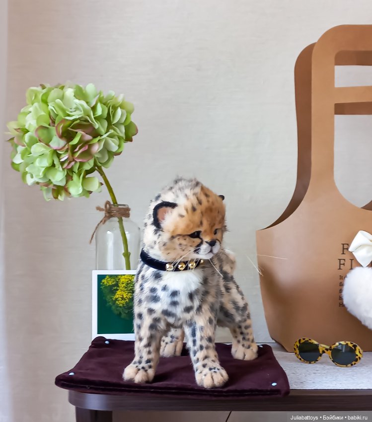 Детеныш гепард 🐆 — Игрушки в смешанной технике (мех и глина): Арт (фото 5)