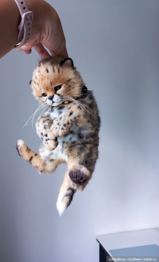 Детеныш гепард 🐆 — Игрушки в смешанной технике (мех и глина): Арт (фото 9)