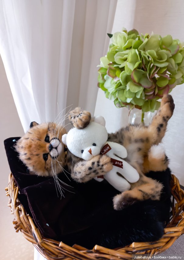 Детеныш гепард 🐆 — Игрушки в смешанной технике (мех и глина): Арт