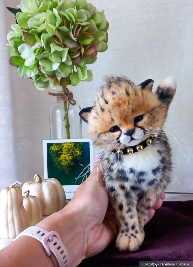 Детеныш гепард 🐆 — Игрушки в смешанной технике (мех и глина): Арт (фото 3)