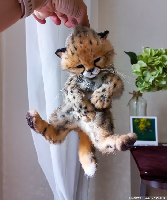 Детеныш гепард 🐆 — Игрушки в смешанной технике (мех и глина): Арт (фото 10)
