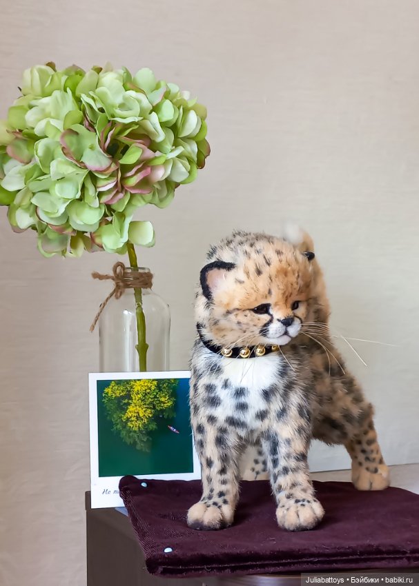 Детеныш гепард 🐆 — Игрушки в смешанной технике (мех и глина): Арт (фото 7)