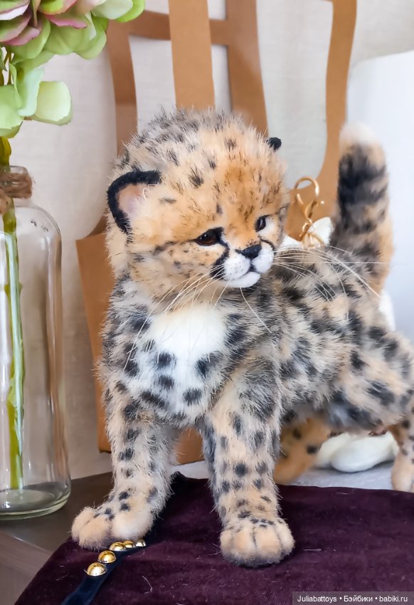 Детеныш гепард 🐆 — Игрушки в смешанной технике (мех и глина): Арт