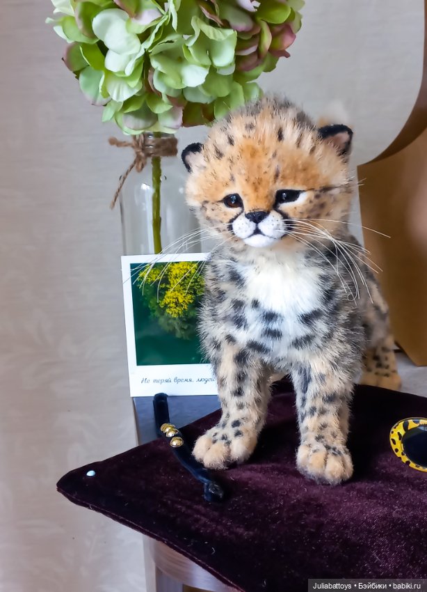 Детеныш гепард 🐆 — Игрушки в смешанной технике (мех и глина): Арт