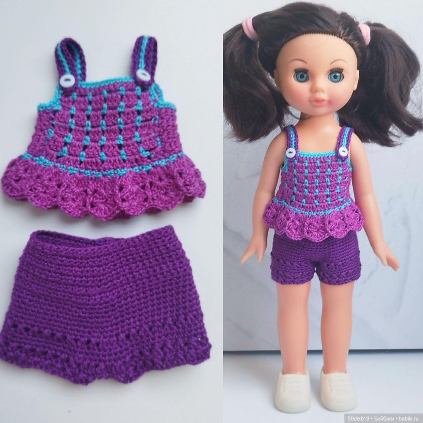 Летний костюмчик с шортами для куклы Эли Весна 30 см (фото 8)