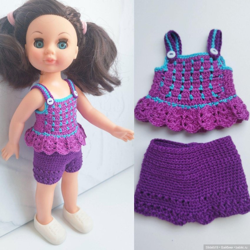 Летний костюмчик с шортами для куклы Эли Весна 30 см (фото 7)