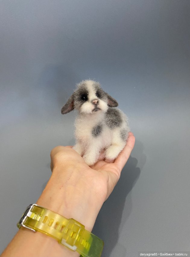 Кролик — Валяные игрушки из шерсти: сухое валяние (фото 6)