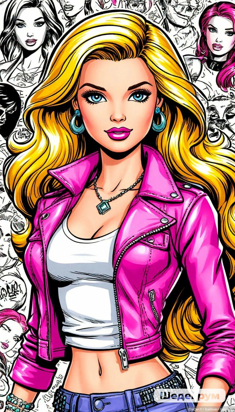 Барби в стиле супергеройских комиксов (нейросеть) 💝