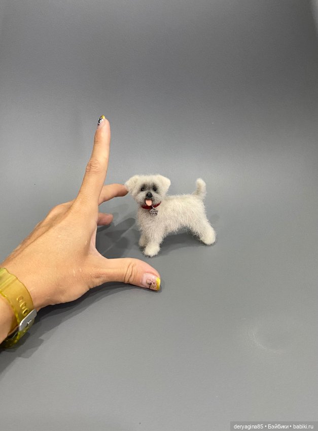 Болонка — Валяные игрушки из шерсти: сухое валяние (фото 7)