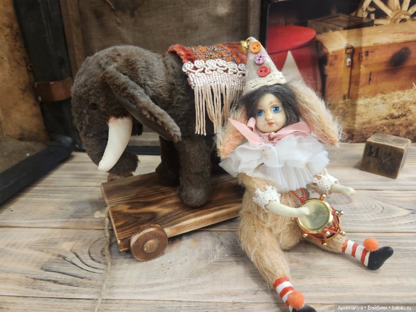 🎪 Винтажный Цирковой Слон на тележке— очарование ручной работы! 🐘✨
