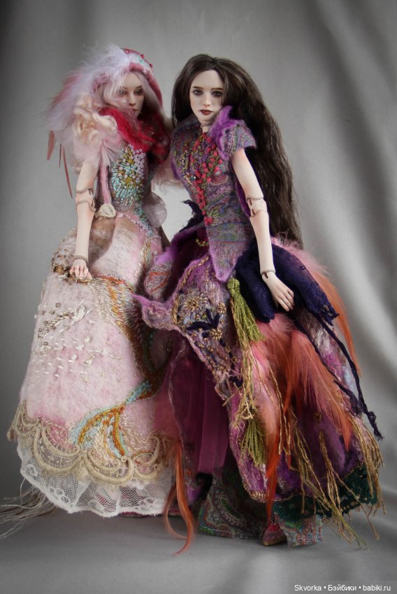 Сирин и Алконост. Фарфоровые шарнирные куклы (фото 3)
