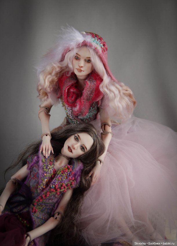 Сирин и Алконост. Фарфоровые шарнирные куклы (фото 2)