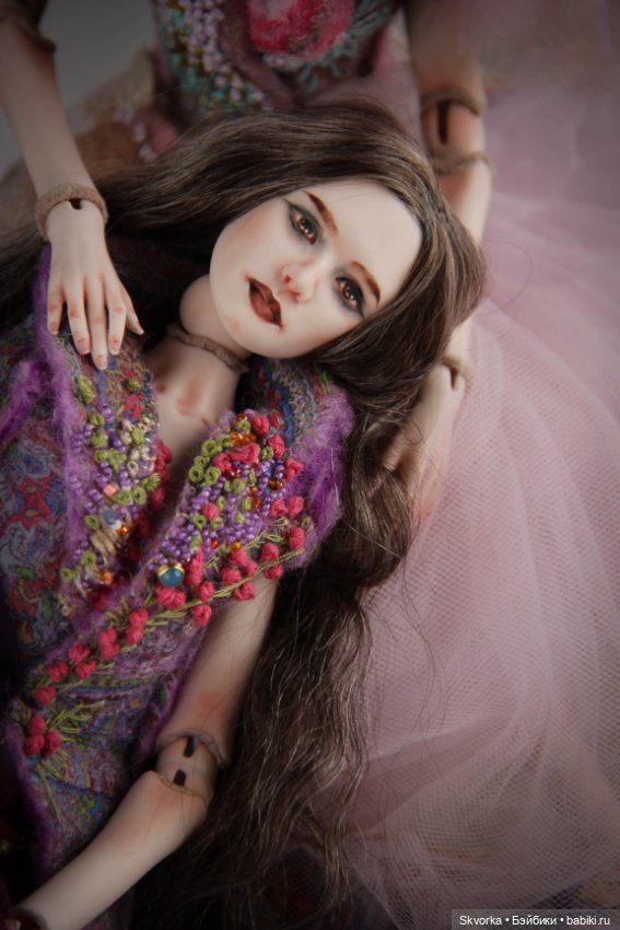 Сирин и Алконост. Фарфоровые шарнирные куклы (фото 4)