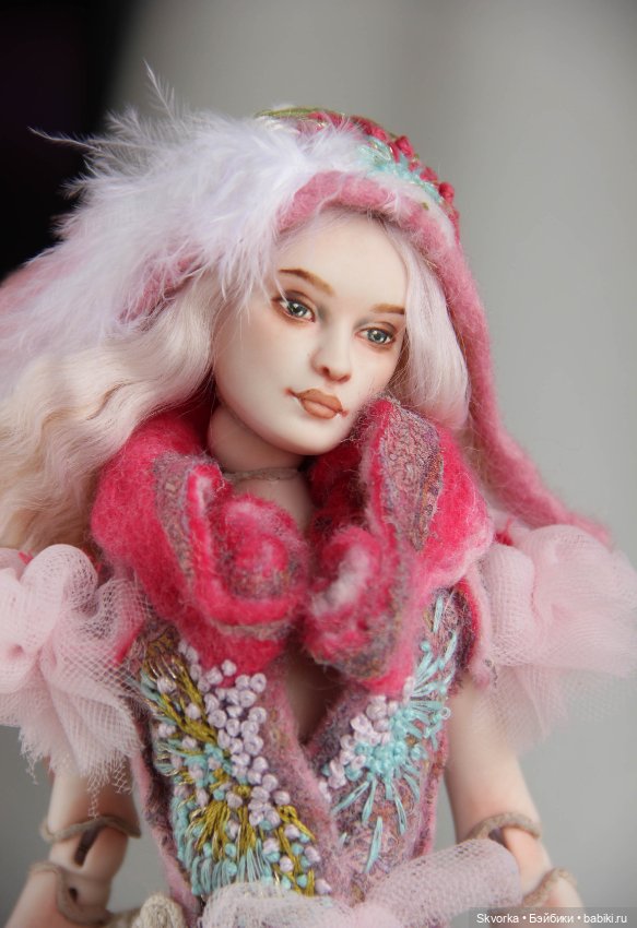 Сирин и Алконост. Фарфоровые шарнирные куклы (фото 7)