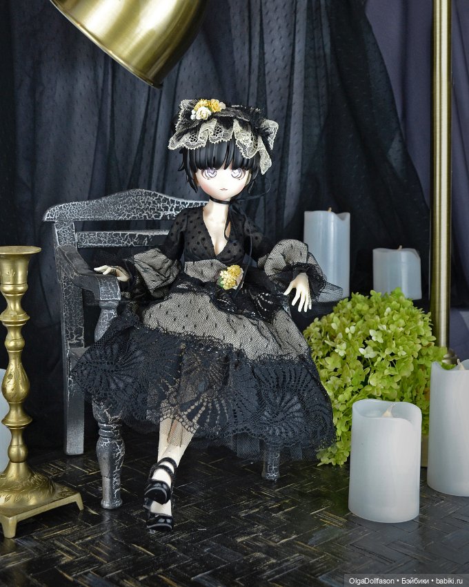 Кофейный зайчик в черных кружевах (фото 2)